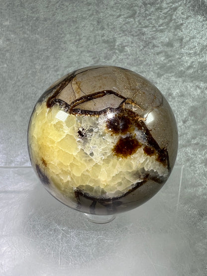 Septarian Crystal Sphere. 65mm. Amazing Dragons Egg Display Crystal. Extraordinary Mineral From Madagascar.