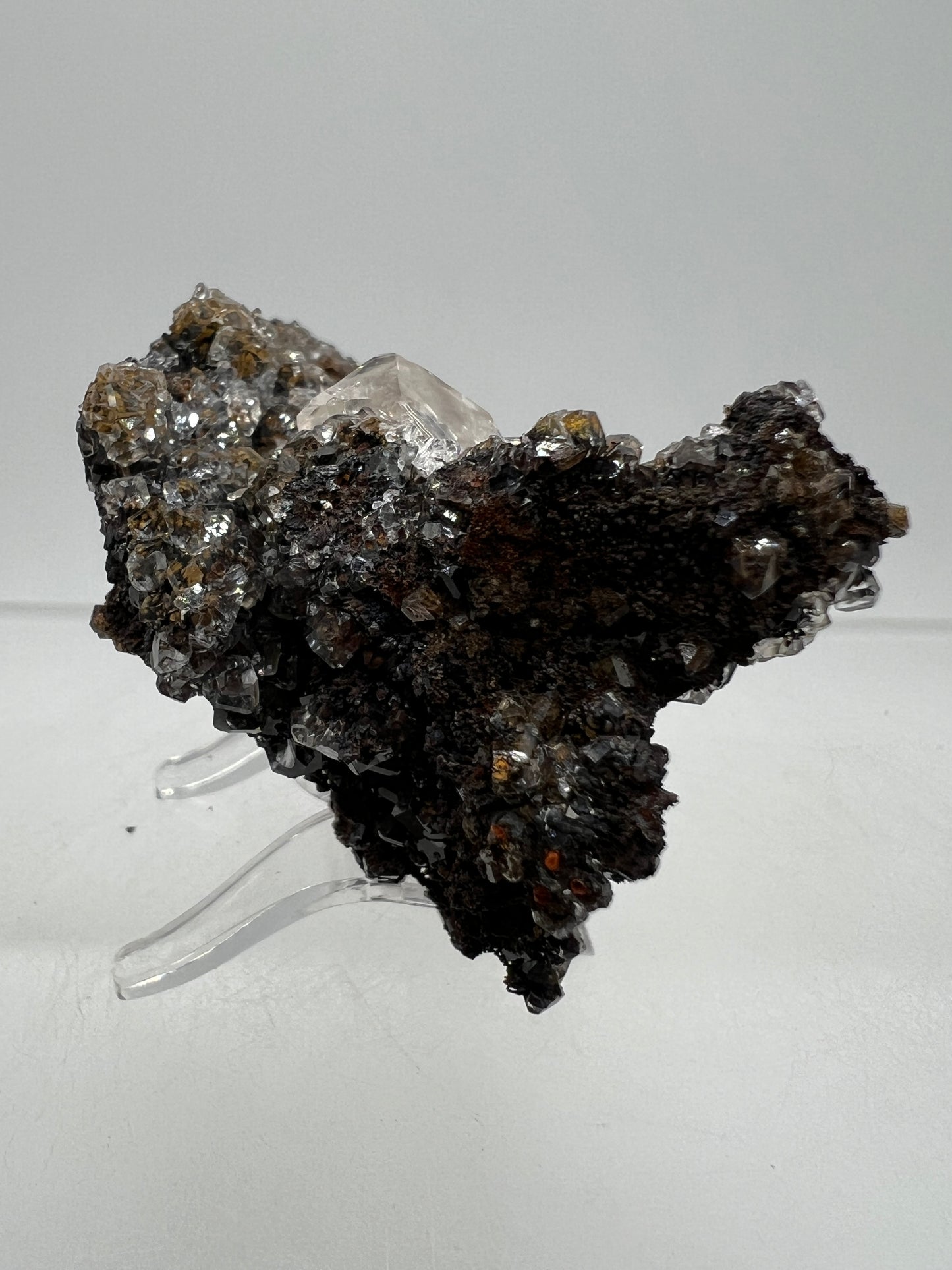 Black Diamond Calcite Specimen. Stunning Flash! Amazing Calcite Cluster On Matrix. Very Cool Crystal Display Piece.
