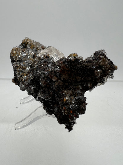 Black Diamond Calcite Specimen. Stunning Flash! Amazing Calcite Cluster On Matrix. Very Cool Crystal Display Piece.