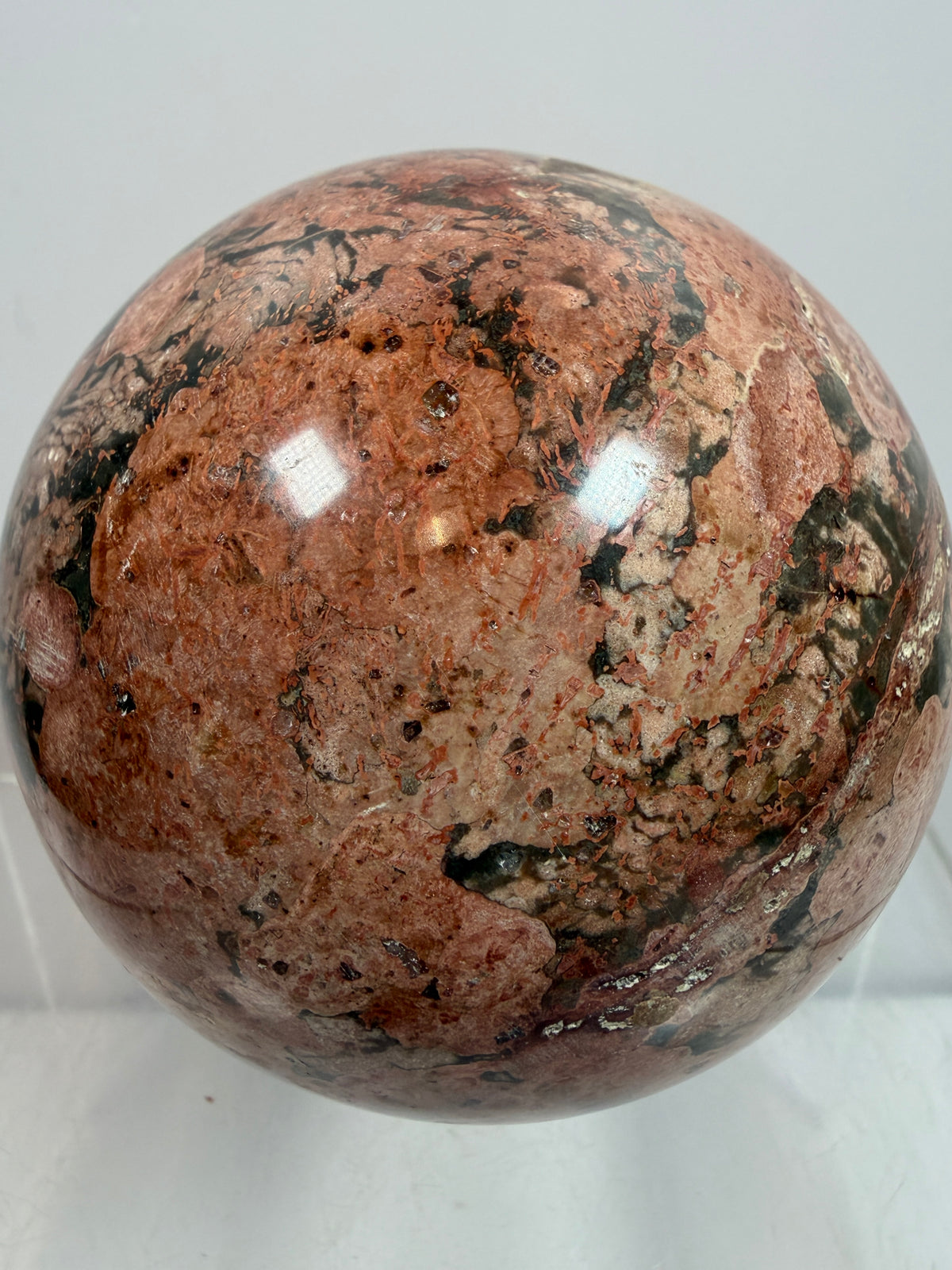 Fire Calcite Crystal Sphere. 74mm. Amazing New Material. Beautiful Large Display Sphere With Nice UV Reaction.
