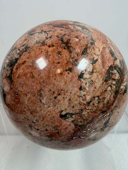 Fire Calcite Crystal Sphere. 74mm. Amazing New Material. Beautiful Large Display Sphere With Nice UV Reaction.