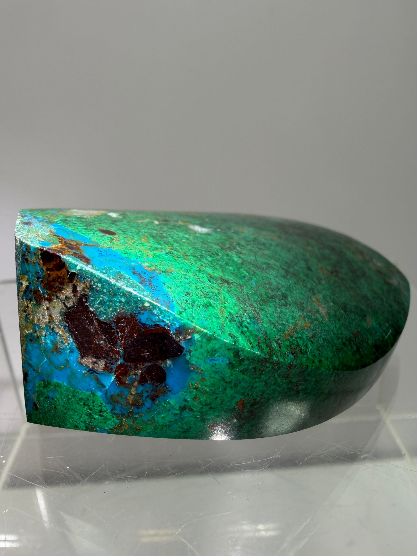 Chrysocolla And Malachite Flame From Peru. Stunning Display Crystal. High Quality Flame With Gorgeous Colors.