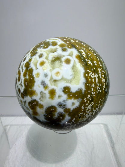 Ocean Jasper Sphere. 52mm. Beautiful Sugar Druzy Sphere. High Quality Amazing Display Crystal