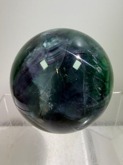 Green-Blue Fluorite Sphere. 63mm. Beautiful Display Sphere With Big Rainbows. Stunning Color Combinations