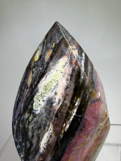Strawberry Pink Opal Flame From Peru. Gorgeous Bright Colors And Patterns. Rare Display Crystal.