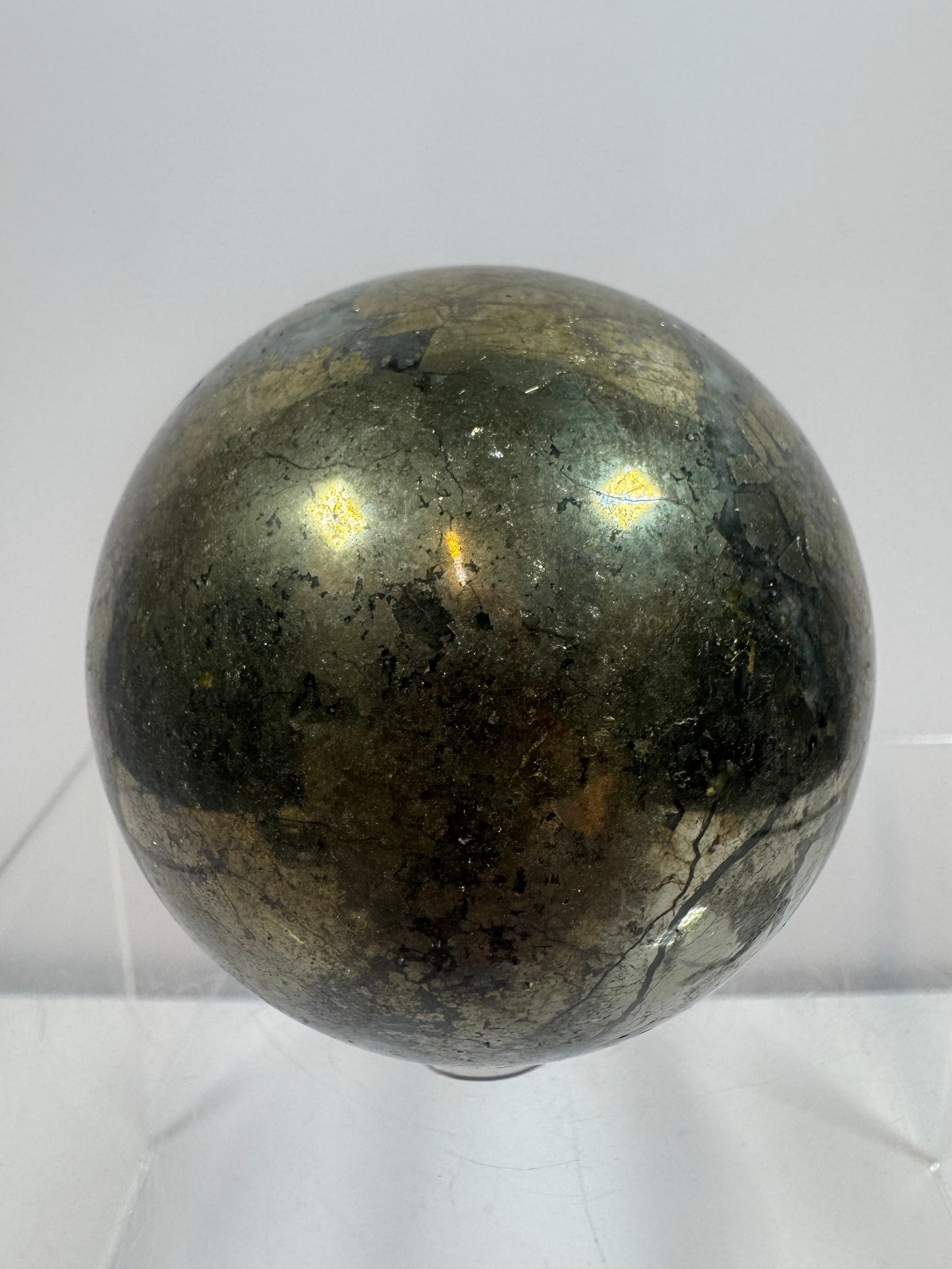 Pyrite And Agate Sphere. 57mm. Gorgeous Display Sphere. Amazing Flash And Colors.