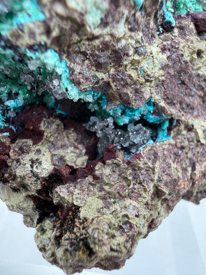 Rosasite And Malachite Specimen. Colorful High Quality Specimen From Mexico. Rare Mineral For Collections