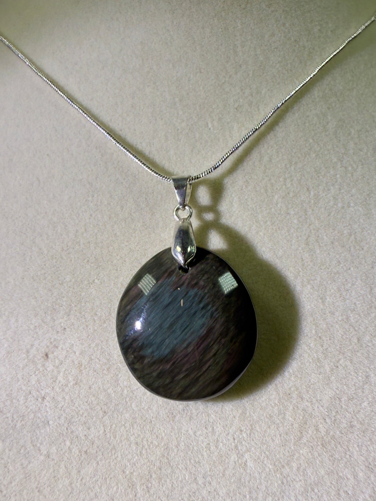 Velvet Obsidian Crystal Pendant. Rare Obsidian Cabochon. High Quality Jewelry