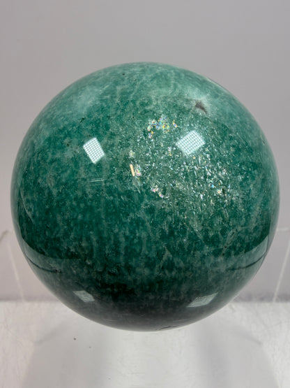 Amazonite Crystal Sphere. 60mm. Amazing Colors And Patterns. Gorgeous Flashy Display Sphere.
