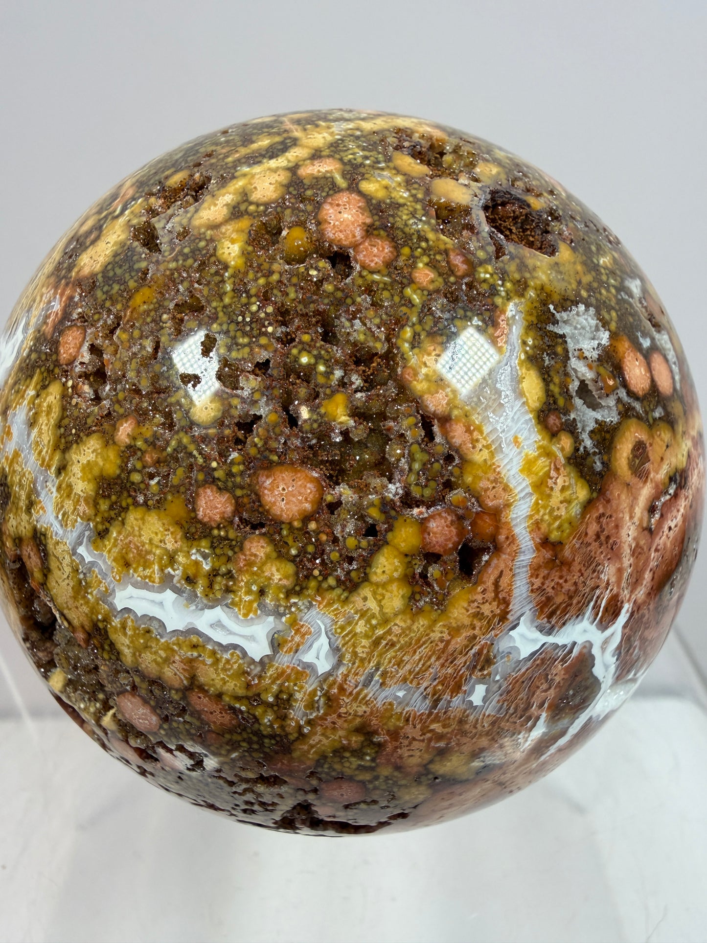Ocean Jasper Sphere. 72mm. Very Flashy Druzy Sphere. High Quality Stunning Display Crystal