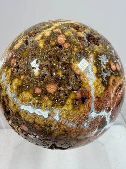 Ocean Jasper Sphere. 72mm. Very Flashy Druzy Sphere. High Quality Stunning Display Crystal