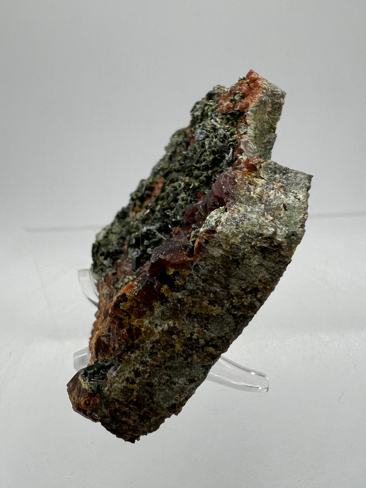 Epidote And Spessartite Garnet Specimen. Gorgeous Colors With Amazing Crystals.