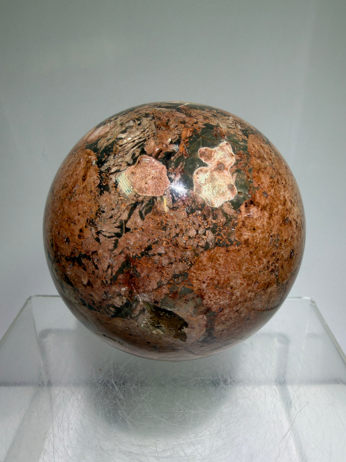 Fire Calcite Crystal Sphere. 74mm. Amazing New Material. Beautiful Large Display Sphere With Nice UV Reaction.