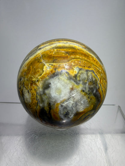 Banded Agate Sphere From Brazil. 57mm. Rare Colors And Patterns On This High Quality Display Sphere