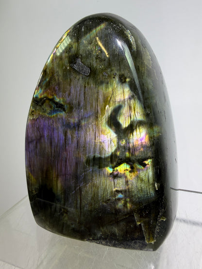 Labradorite Polished Freeform. Gorgeous Purple Rainbow Flash Spectrolite From Madagascar. High Quality Display Crystal.