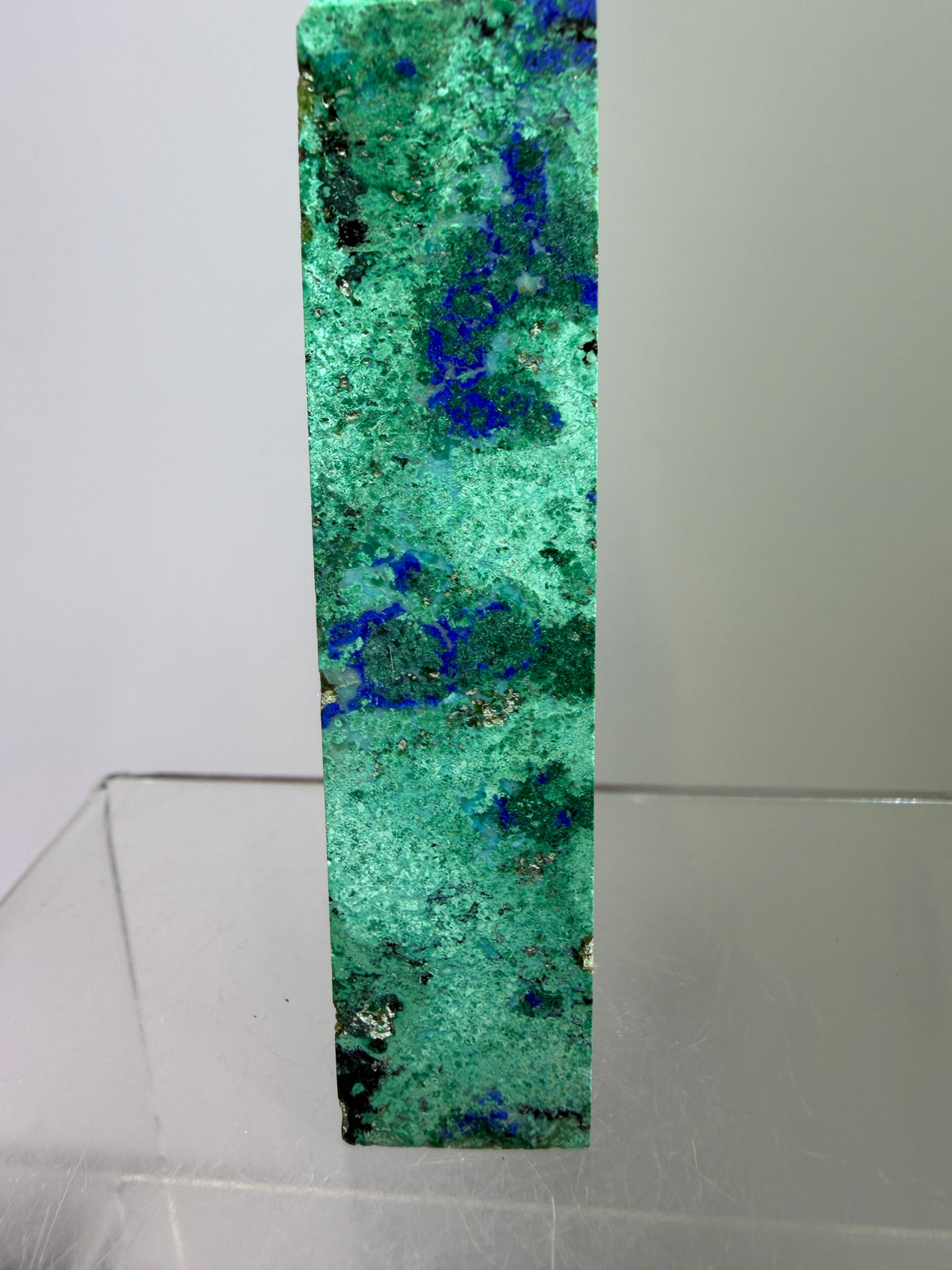 Azurite, Chrysocolla, And Malachite Druzy Tower. Rare And Beautiful Crystal Point.