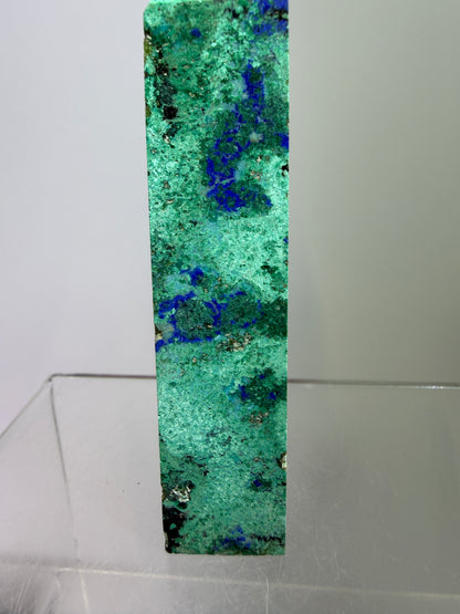 Azurite, Chrysocolla, And Malachite Druzy Tower. Rare And Beautiful Crystal Point.