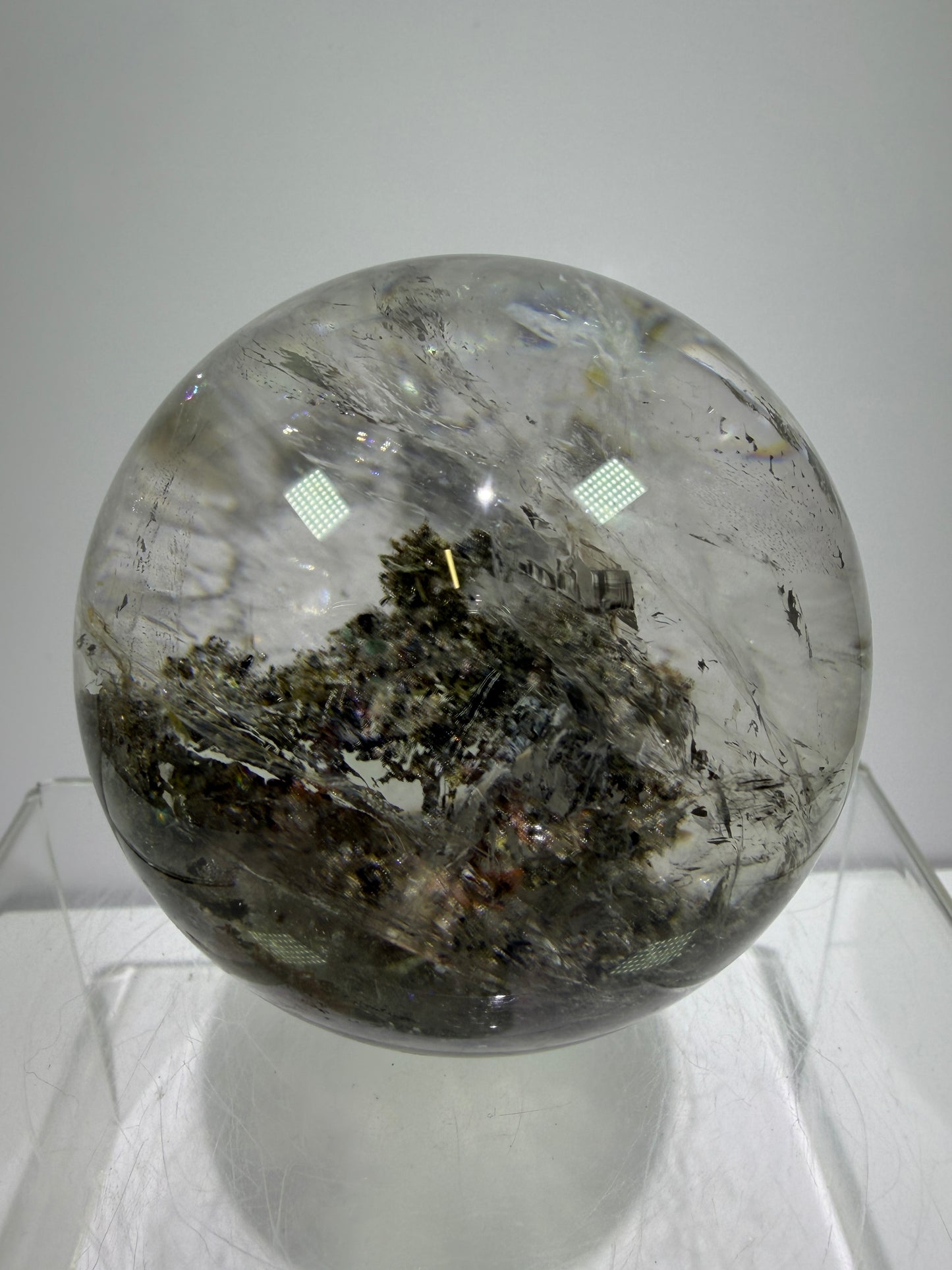 Garden Quartz Lodolite Sphere. 70mm. High Quality Landscape Quartz. Beautiful Large Display Sphere
