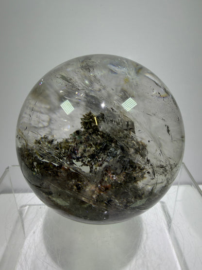 Garden Quartz Lodolite Sphere. 70mm. High Quality Landscape Quartz. Beautiful Large Display Sphere