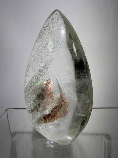 Garden Quartz Crystal Flame. Amazing Landscape And Green Phantoms. Rare Lodolite Quartz Flame