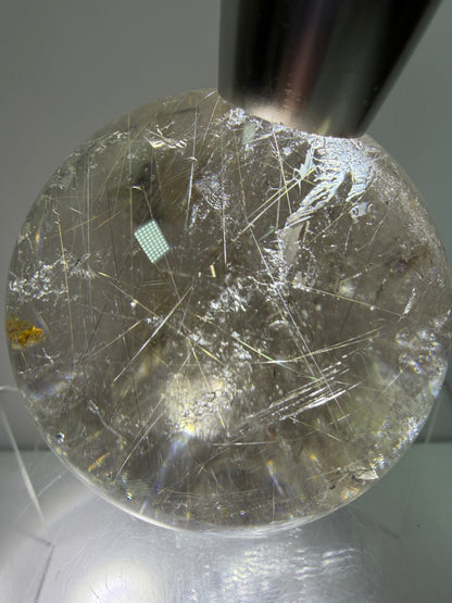 Rutile Quartz Sphere. 69mm. Stunning Large Display Sphere. Gorgeous Golden Rutile And Garden Quartz Inclusions.