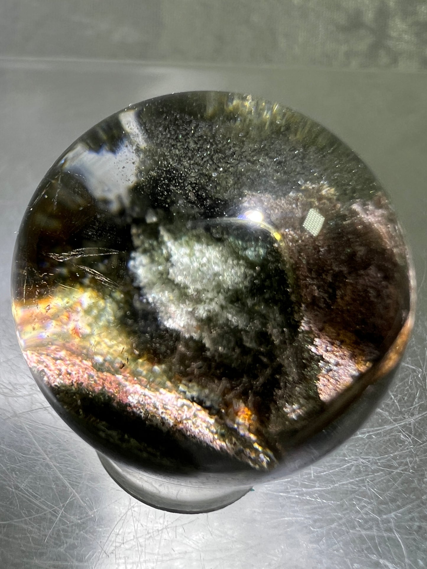 Garden Quartz Lodolite Sphere. Amazing High Quality Four Seasons Landscape.