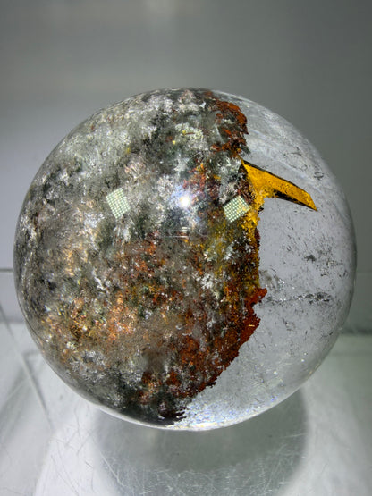 Garden Quartz Lodolite Sphere. High Quality Colorful Landscape. Beautiful Display Sphere