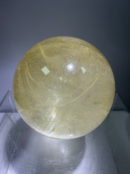 Rutile Quartz Sphere. 59mm. Stunning Fine Rutiles With Lots Of Flash. Beautiful Display Sphere.