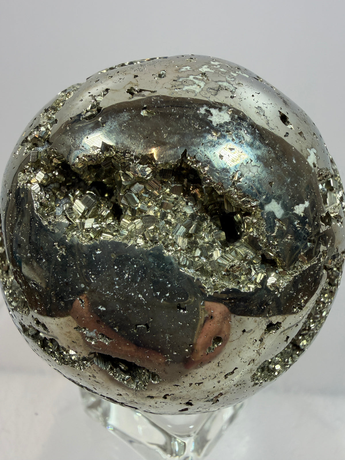 Pyrite Crystal Sphere. 52mm World Class Display Sphere From Peru. Gorgeous Top Quality Cubic Druzy