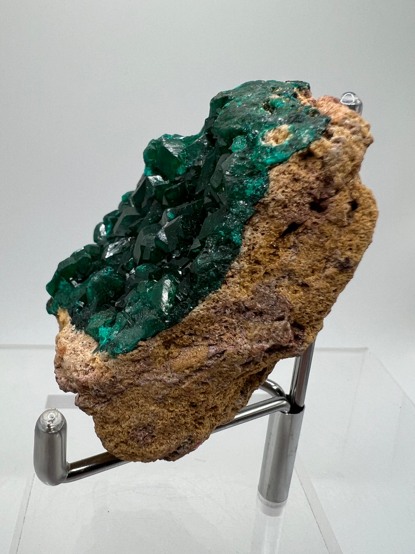 Dioptase Crystal Specimen. High Quality Flashy Mineral From The Congo. Gorgeous Colors And Cubes.