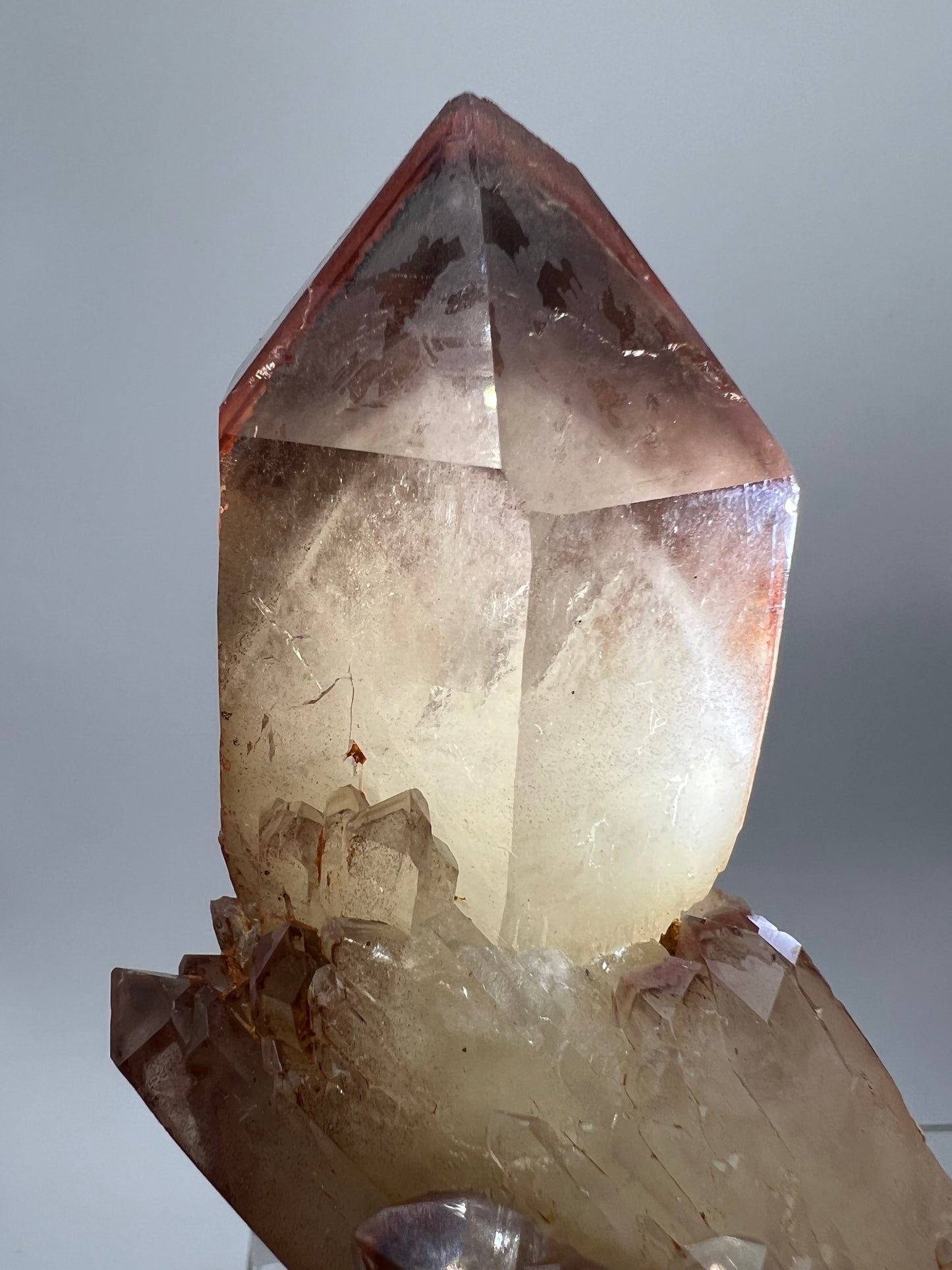 Red Hematoid Quartz. Amazing Quartz Specimen With Rare Phantoms. Gorgeous Quartz From Zimbabwe.