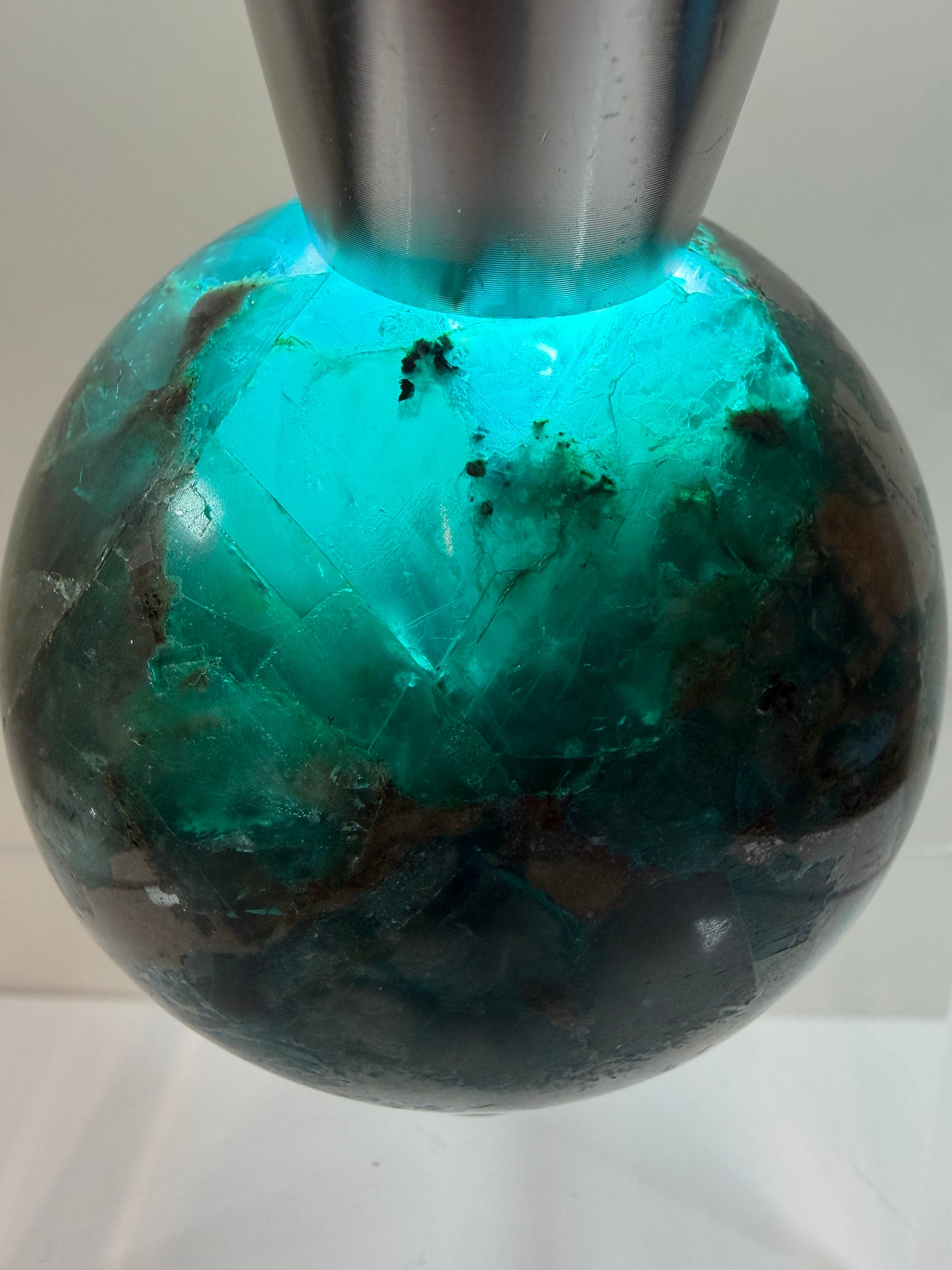 Chrysocolla And Quartz Sphere. 62mm. Gorgeous Shades Of Blue And Green. Amazing Rare Sphere From Laos.