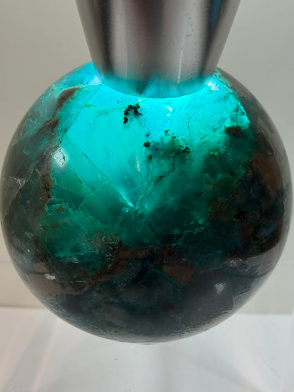 Chrysocolla And Quartz Sphere. 62mm. Gorgeous Shades Of Blue And Green. Amazing Rare Sphere From Laos.