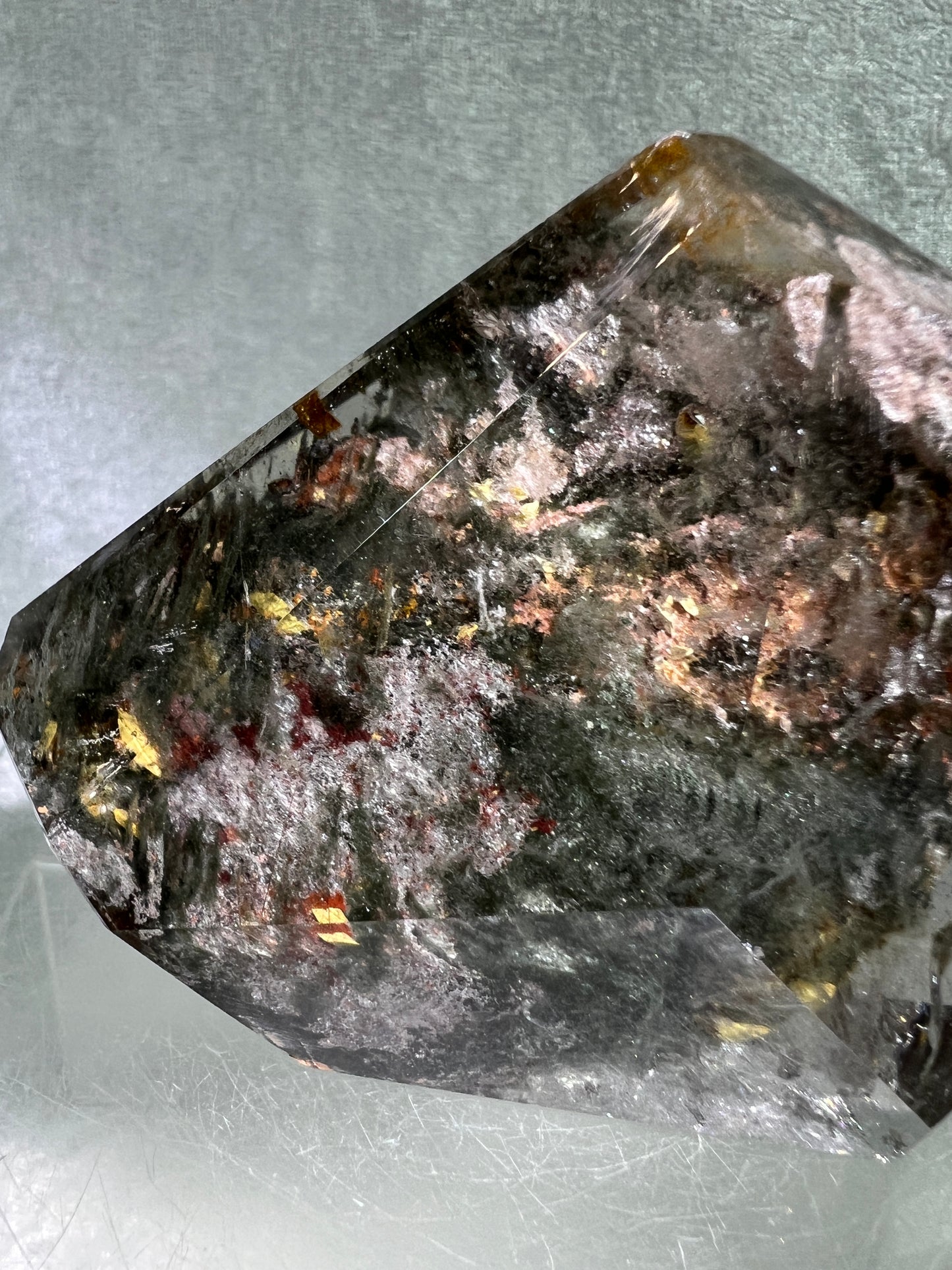 Garden Quartz Polished Freeform. Beautiful Four Seasons Landscape. High Quality Crystal. Very Full And Colorful.