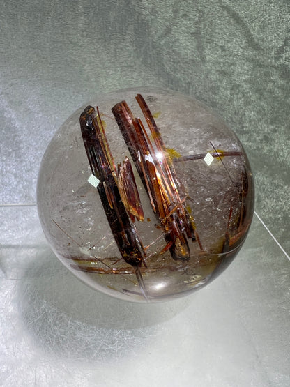 Copper Rutile Quartz Sphere. 72mm. Gorgeous Rare Copper Rutilated Quartz. Stunning Display Sphere