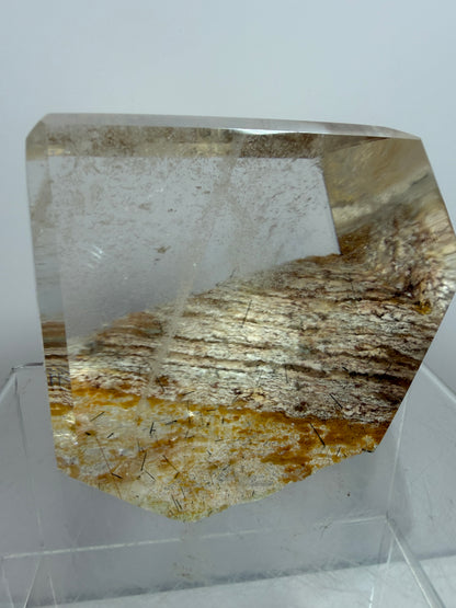 Garden Quartz Polished Freeform. Colorful Scenic Quartz With Tourmaline And Rutile From Brazil.