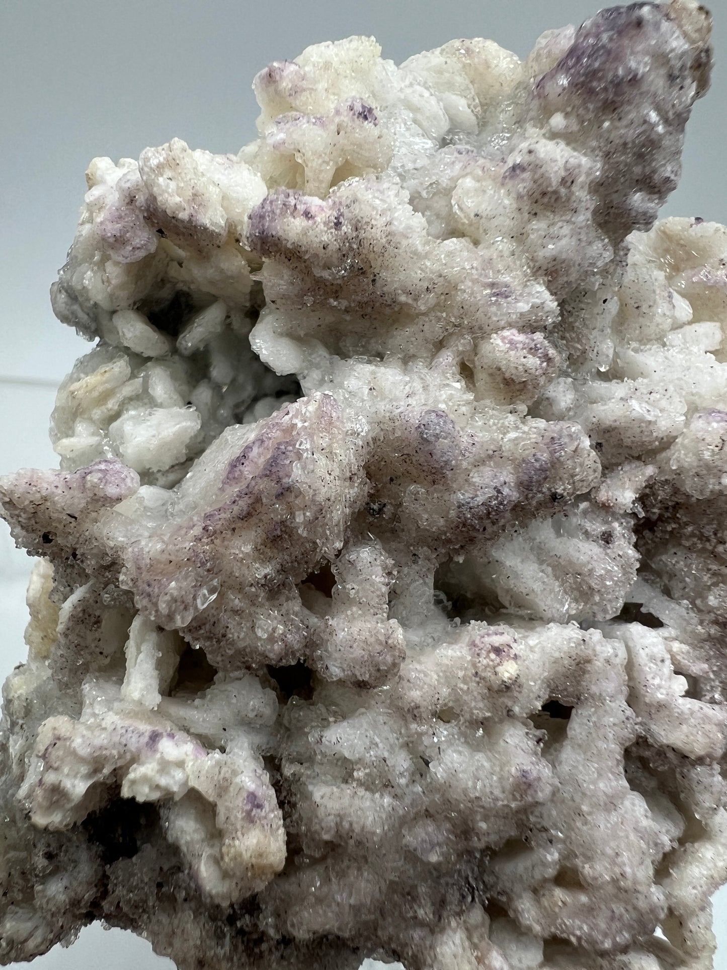 Selenite With Druzy Fluorite. Very Unique Mineral Specimen From Mexico. UV Reactive Display Crystal.