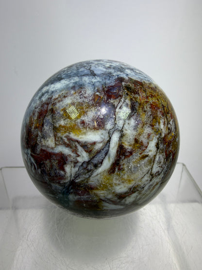 Pietersite Crystal Sphere. 66mm. Stunning Red And Blue Pietersite Crystal. High Quality Rare Display Sphere.