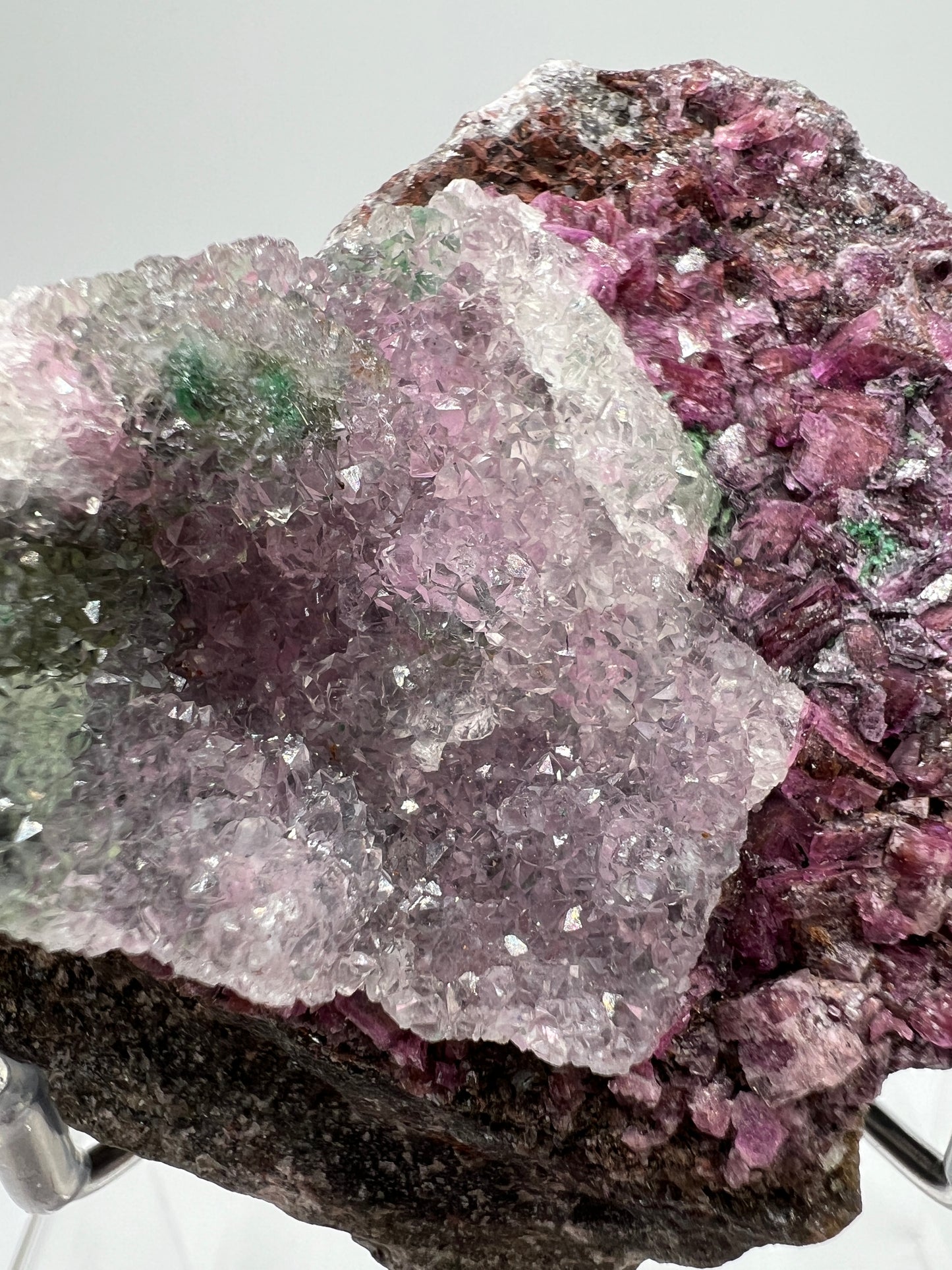Salrose And Malachite Specimen. Stunning Rare Quartz Druzy. Beautiful Cobaltion Dolomite Specimen From The Congo.