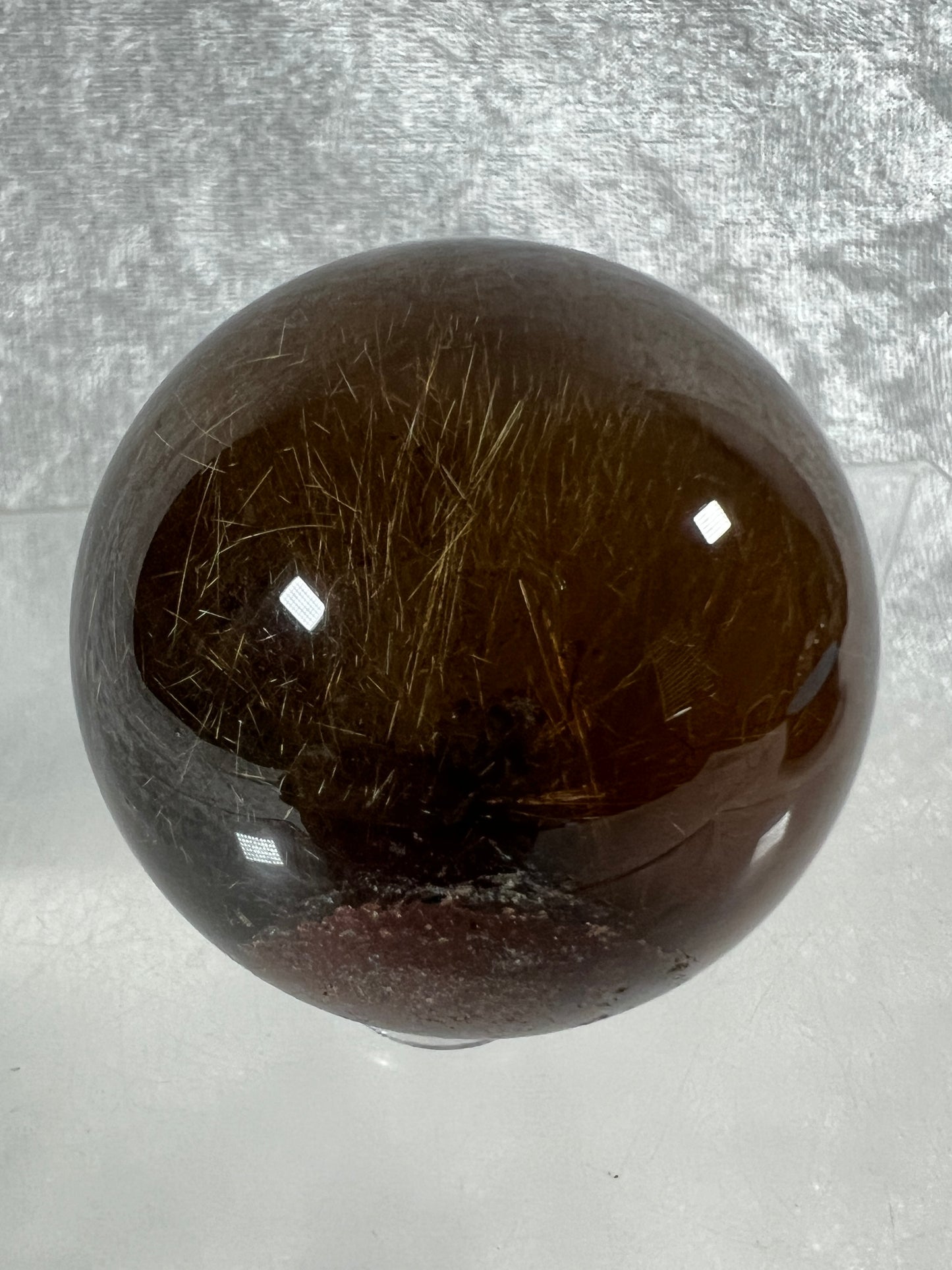 Rutile Quartz Sphere. Gorgeous Dark Smoky Quartz With Garden And Golden Rutile Inclusions. Amazing Rare Sphere!