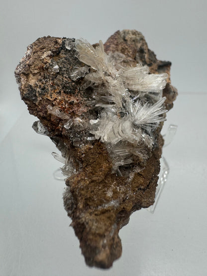 Hemimorphite And Hematite Mineral Specimen. Stunning Clear Crystal Flowers. Gorgeous Contrast In Color.