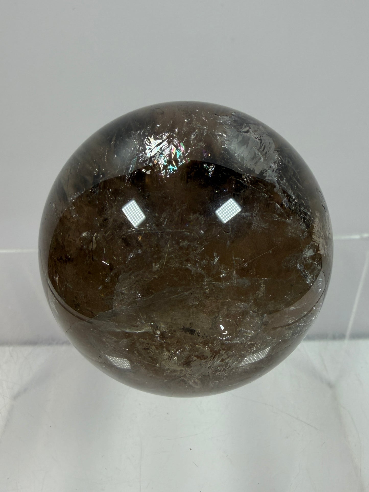 Rutile Quartz Sphere. 47mm. Unique Smoky Quartz With Stunning Golden Rutile Inclusions.