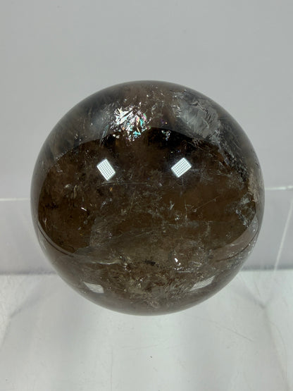 Rutile Quartz Sphere. 47mm. Unique Smoky Quartz With Stunning Golden Rutile Inclusions.