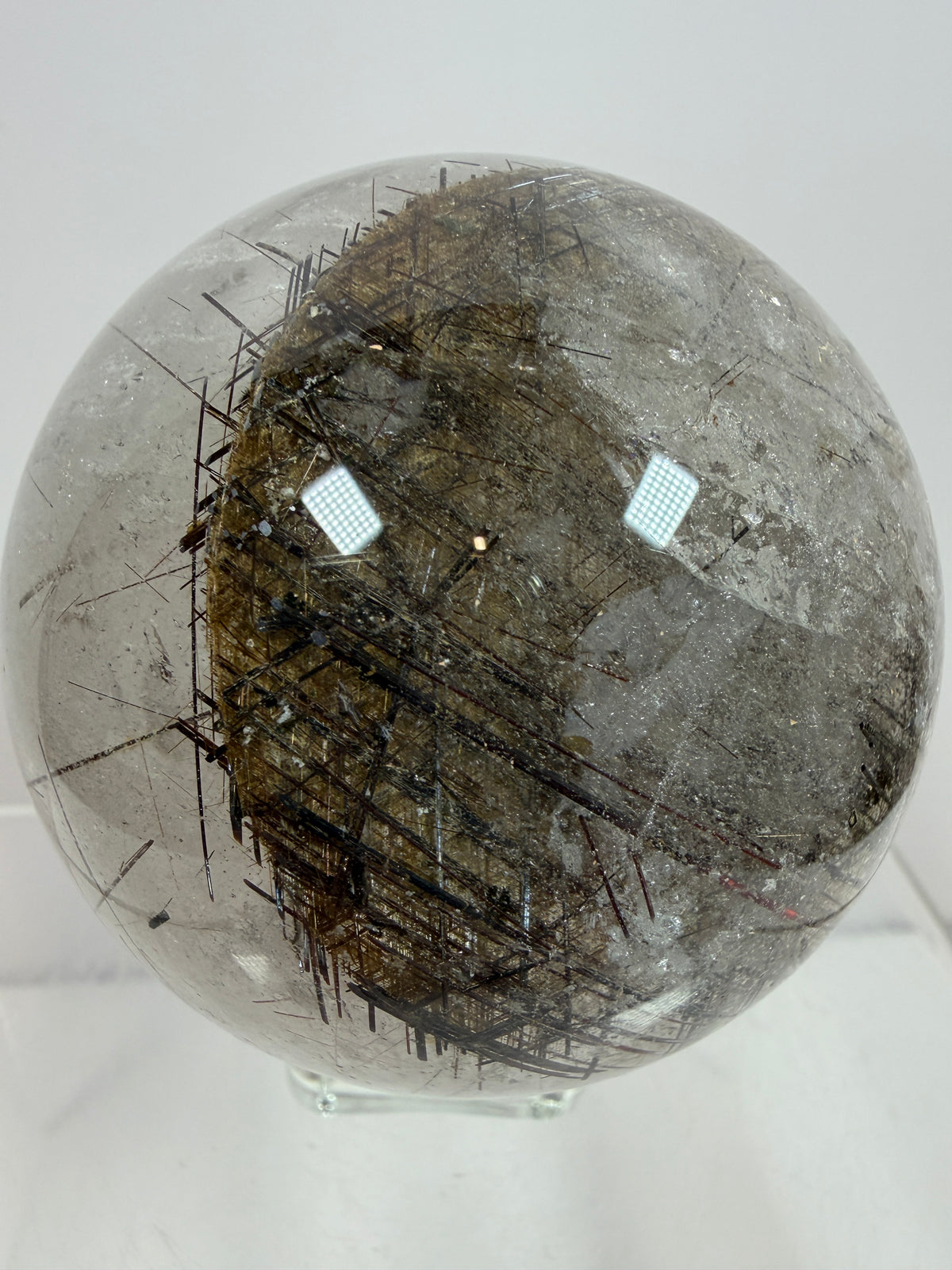 Rutile Quartz Sphere. 65mm. Crazy Rutile Plate Inclusion. High Quality Golden Rutilated Quartz.