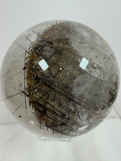 Rutile Quartz Sphere. 65mm. Crazy Rutile Plate Inclusion. High Quality Golden Rutilated Quartz.