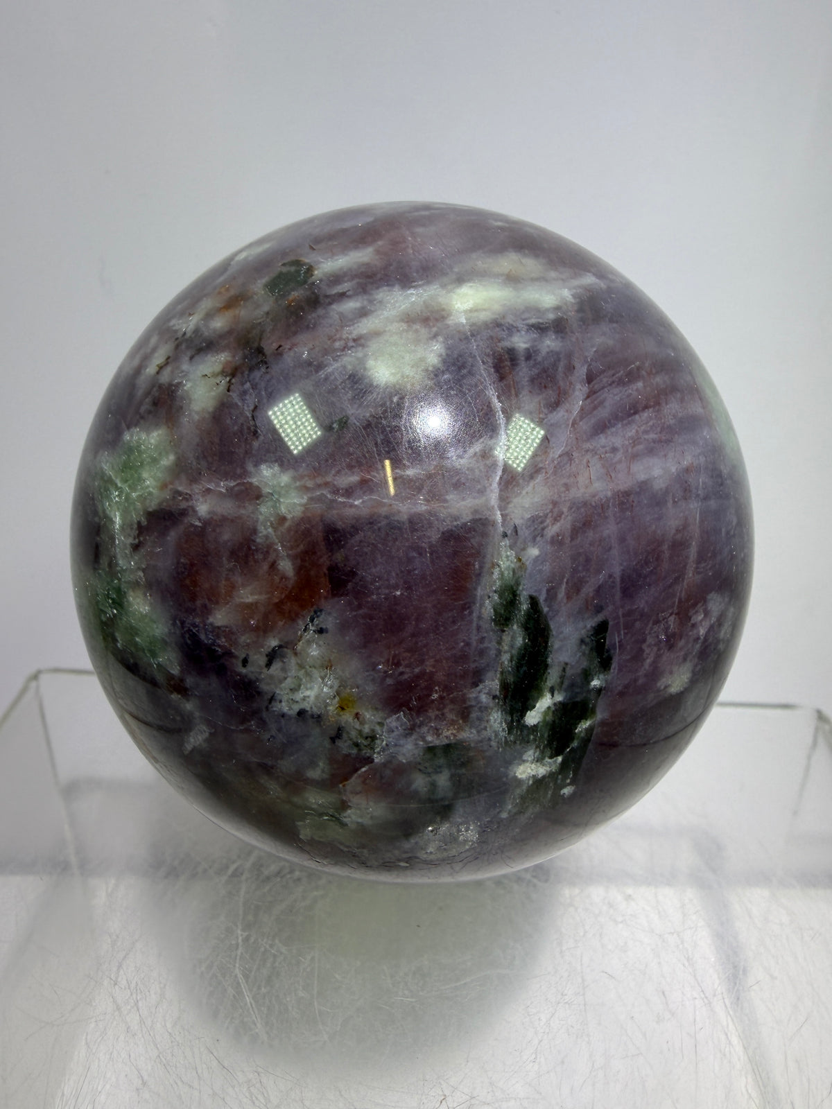 Bloodshot Iolite Sphere. 67mm. Rare Galaxy Iolite Sunstone Display Sphere. Amazing And Colorful Flash!