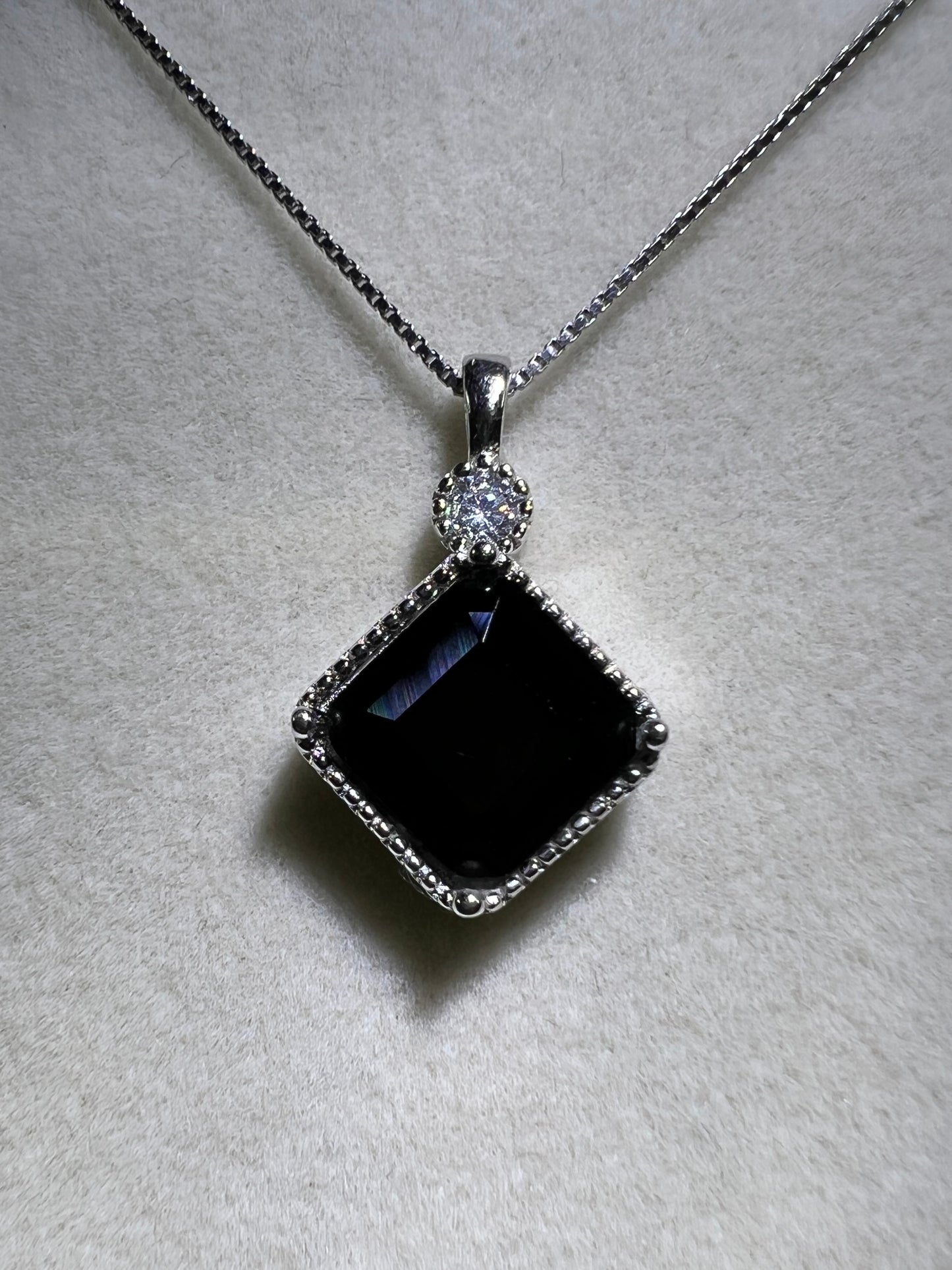 Black Spinel Crystal Pendant. S925 Silver Setting And Necklace. High Quality Gorgeous Necklace.