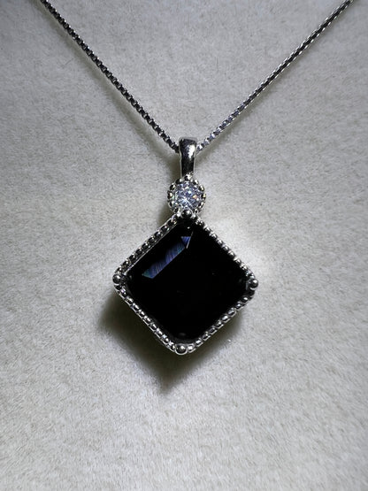Black Spinel Crystal Pendant. S925 Silver Setting And Necklace. High Quality Gorgeous Necklace.