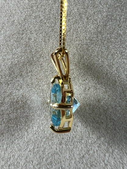 Sky Blue Topaz Crystal Pendant. Gorgeous Topaz Gemstone Necklace. S925 Setting And Necklace.