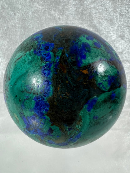 Azurite, Chrysocolla, and Malachite Crystal Sphere. 62mm. High Quality With Gorgeous Colors. Awesome Rare Display Piece!